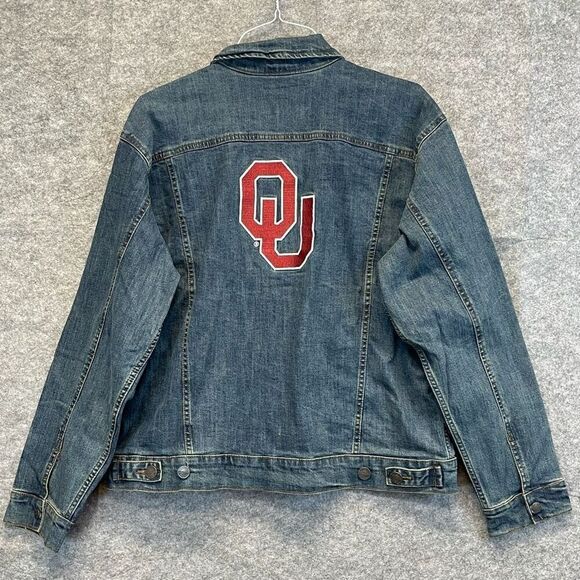 NWT WRANGLER X COLOSSEUM Oklahoma Jean Jacket Women's Large Blue Sooners OU New - Picture 12 of 16